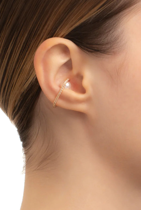 Beluga Pearl Diamond Ear Cuff