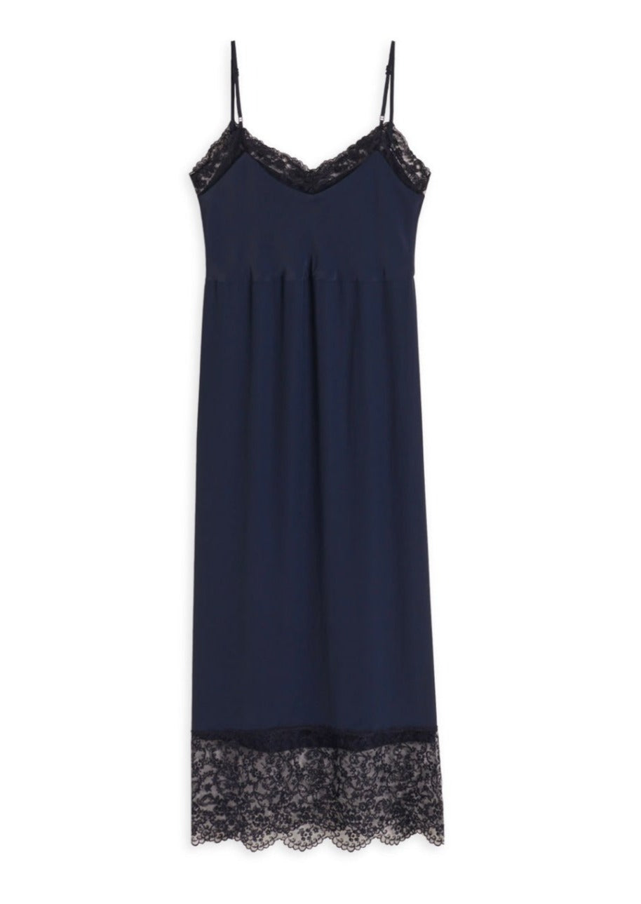 SLIP DRESS W/ LACE TRIM